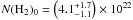 Mathematical equation: \hbox{$N({\rm H_2})_0=\left(4.1_{-1.1}^{+1.7}\right)\times10^{22}$}