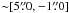 Mathematical equation: \hbox{${\sim}[5\farcs0,-1\farcs0]$}