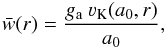Mathematical equation: \begin{eqnarray} \bar{w}(r) = \frac{g_\mathrm{a}\ \varv_\mathrm{K}(a_0,r)}{a_0} \label{eq:driftweight}, \end{eqnarray}