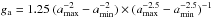 Mathematical equation: \hbox{$g_\mathrm{a} = 1.25\ (a_\mathrm{max}^{-2} - a_\mathrm{min}^{-2})\times(a_\mathrm{max}^{-2.5} - a_\mathrm{min}^{-2.5})^{-1}$}