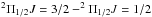 Mathematical equation: \hbox{$^2\Pi_{1/2} J=3/2 - ^2\Pi_{1/2} J=1/2$}