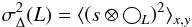 Mathematical equation: \begin{eqnarray*} \sigma^{2}_{\Delta}(L)= \langle \left( s \otimes \bigcirc_{L}\right) ^{2}\rangle_{x,y} \end{eqnarray*}