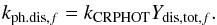 Mathematical equation: \begin{eqnarray} \label{CRphdis2} k_{{\rm ph.dis},f} = k_{\rm CRPHOT}Y_{{\rm dis,tot},f}. \end{eqnarray}