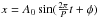 Mathematical equation: \hbox{$x=A_0\sin(\frac{2\pi}{P}t+\phi)$}
