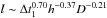 Mathematical equation: \hbox{$l\sim \Delta t_1^{0.70}h^{-0.37}D^{-0.21}$}