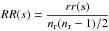 Mathematical equation: \hbox{$RR(s) = \displaystyle\frac{rr(s)}{n_{\rm r}(n_{\rm r}-1)/2}$}