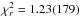 Mathematical equation: \hbox{$\chi^2_r=1.23(179)$}