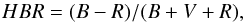 \begin{equation} HBR=(B-R)/(B+V+R), \end{equation}
