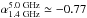 Mathematical equation: \hbox{${\alpha}^{\rm 5.0~GHz}_{\rm 1.4~GHz} \simeq -0.77$}