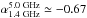 Mathematical equation: \hbox{${\alpha}^{\rm 5.0~GHz}_{\rm 1.4~GHz} \simeq -0.67$}