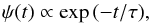 \begin{equation} \label{eq:e-decling-sfr} \psi(t) \propto \exp\,(-t/\tau) , \end{equation}