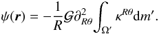 \appendix \setcounter{section}{3} \begin{eqnarray} \psi(\vec{r}) = - \frac{1}{R}\grav \partial^2_{R\theta}{ \int_\domain{\kps {\rm d}m'}}. \end{eqnarray}