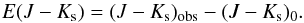 Mathematical equation: \begin{equation} E(J-K_\mathrm{s})=(J-K_\mathrm{s})_\mathrm{obs}-(J-K_\mathrm{s})_0. \end{equation}