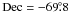 Mathematical equation: \hbox{$\rm Dec=-69\fdg8$}
