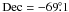 Mathematical equation: \hbox{$\rm Dec=-69\fdg1$}