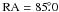 Mathematical equation: \hbox{$\rm RA=85\fdg0$}