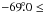 Mathematical equation: \hbox{$-69\fdg0\leq$}