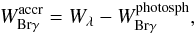 Mathematical equation: \begin{eqnarray} W_\mathrm{Br\gamma}^\mathrm{accr} = W_\lambda-W_\mathrm{Br\gamma}^\mathrm{photosph}, \end{eqnarray}