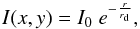 Mathematical equation: \begin{equation} I(x,y) = I_{0}\;e^{-\frac{r}{r_{\rm d}}}, \label{eq:rd} \end{equation}