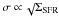 \hbox{$\sigma\propto\!\sqrt{}\Sigma_{\rm SFR}$}