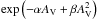 \hbox{$\exp\left({-\alpha A_{\rm V} + \beta A_{\rm V}^2}\right)$}
