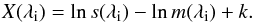 \appendix \setcounter{section}{3} \begin{equation} X(\lambda_{\rm i})= \ln s(\lambda_{\rm i}) - \ln m(\lambda_{\rm i}) + k . \end{equation}
