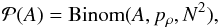 \begin{eqnarray*} \mathcal{P}(A) = \mathrm{Binom}(A,p_{\rho},N^2) , \end{eqnarray*}