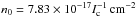 \hbox{$n_0=7.83 \times 10^{-17} I_{\rm c}^{-1}\,\rm cm^{-2}$}