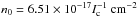 \hbox{$n_0=6.51 \times 10^{-17} I_{\rm c}^{-1}~\rm cm^{-2}$}