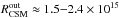 Mathematical equation: \hbox{$R_{\rm CSM}^{\rm out} \approx 1.5{-}2.4\times10^{15}$}