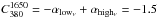 \hbox{$C_{380}^{1650} = -\alpha_{\rm low_\nu}+\alpha_{\rm high_\nu} = -1.5$}