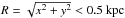 Mathematical equation: \hbox{$R=\sqrt{x^2+y^2}<0.5~{\rm kpc}$}