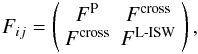 \begin{equation} F_{ij}= \left( \begin{array}{cc} F^{\rm P}&F^{\rm cross}\\ F^{\rm cross}&F^{\rm L{\text -}ISW} \end{array} \right), \end{equation}