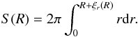 \begin{eqnarray*} S(R)=2\pi\int_0^{R+\xi_r(R)} r{\rm d}r. \end{eqnarray*}