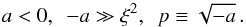 \begin{equation} a < 0,\,\,\,-a\gg \xi^2,\,\,\,p\equiv\sqrt{-a}\, . \end{equation}
