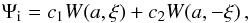 \begin{equation} \Psi_{\rm i}=c_{\rm 1}W(a,\xi)+c_{\rm 2}W(a,-\xi)\,, \label{eq:gen} \end{equation}