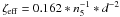 Mathematical equation: \hbox{$\zeta_{\rm eff}=0.162 * n_5^{-1} * d^{-2}$}