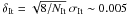 Mathematical equation: \hbox{$\delta_{\rm It}=\sqrt{8/N_{\rm It}}\,\sigma_{\rm It}\sim 0.005$}