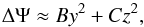 Mathematical equation: \appendix \setcounter{section}{1} \begin{equation} \Delta\Psi\approx By^2+Cz^2, \label{DeltaPsi} \end{equation}
