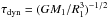 Mathematical equation: \hbox{$\tau_{\mathrm{dyn}}=(GM_{1}/R_{1}^{3})^{-1/2}$}