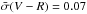 Mathematical equation: \hbox{$\bar{\sigma}(V-R)=0.07$}