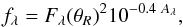 Mathematical equation: \begin{equation} \label{eqn_modelspectra} f_\lambda = F_{\lambda} (\theta_{R})^{2} 10^{-0.4 ~A_{\lambda}}, \end{equation}