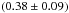 Mathematical equation: \hbox{$\left(0.38 \pm 0.09\right)$}