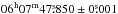 Mathematical equation: \hbox{$\rm06^h07^m47\fs850\pm0\fs001$}