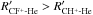 Mathematical equation: \hbox{$R'_{\rm CF^{+}\text{-}He} > R'_{\rm CH^{+}\text{-}He}$}