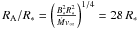 Mathematical equation: \hbox{$R_\text{A}/R_*=\zav{\frac{B_*^2R_*^2}{\dot M v_\infty}}^{1/4}=28\,R_*$}