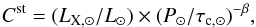 Mathematical equation: \begin{equation} C^{\rm st}= (L_{\rm X,\odot}/L_{\rm \odot}) \times (P_{\rm \odot}/\tau_{\rm c,\odot})^{-\beta}, \end{equation}