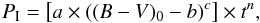 Mathematical equation: \begin{equation} P_{\rm I} = \left[a \times ((B-V)_{\rm 0} - b)^c\right] \times t^n, \end{equation}