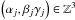 Mathematical equation: \hbox{$\left(\alpha _j, \beta _j\gamma _j\right)\in \mathbb{Z}^3$}