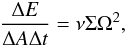 Mathematical equation: \begin{equation} \frac{\Delta E}{\Delta A \Delta t}=\nu \Sigma \Omega^{2} , \label{eq:nusig} \end{equation}